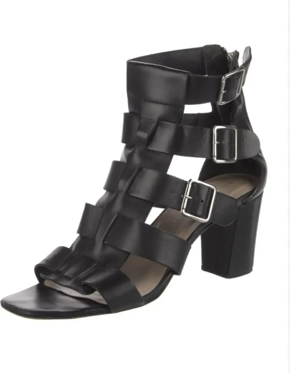 Loeffler Randall Womens Leather Gladiator Strappy Heel Sandals Black Size 8 B